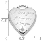 Sterling Silver Diamond I Love You 20mm Heart Locket