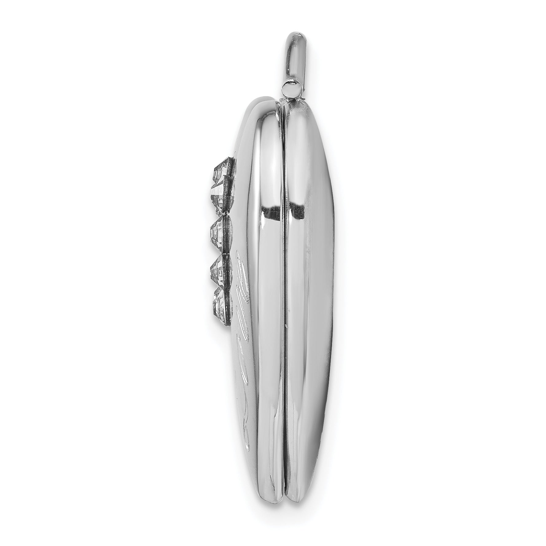 Sterling Silver Rhodium-plated 24mm Crystal Heart Locket Secondary image