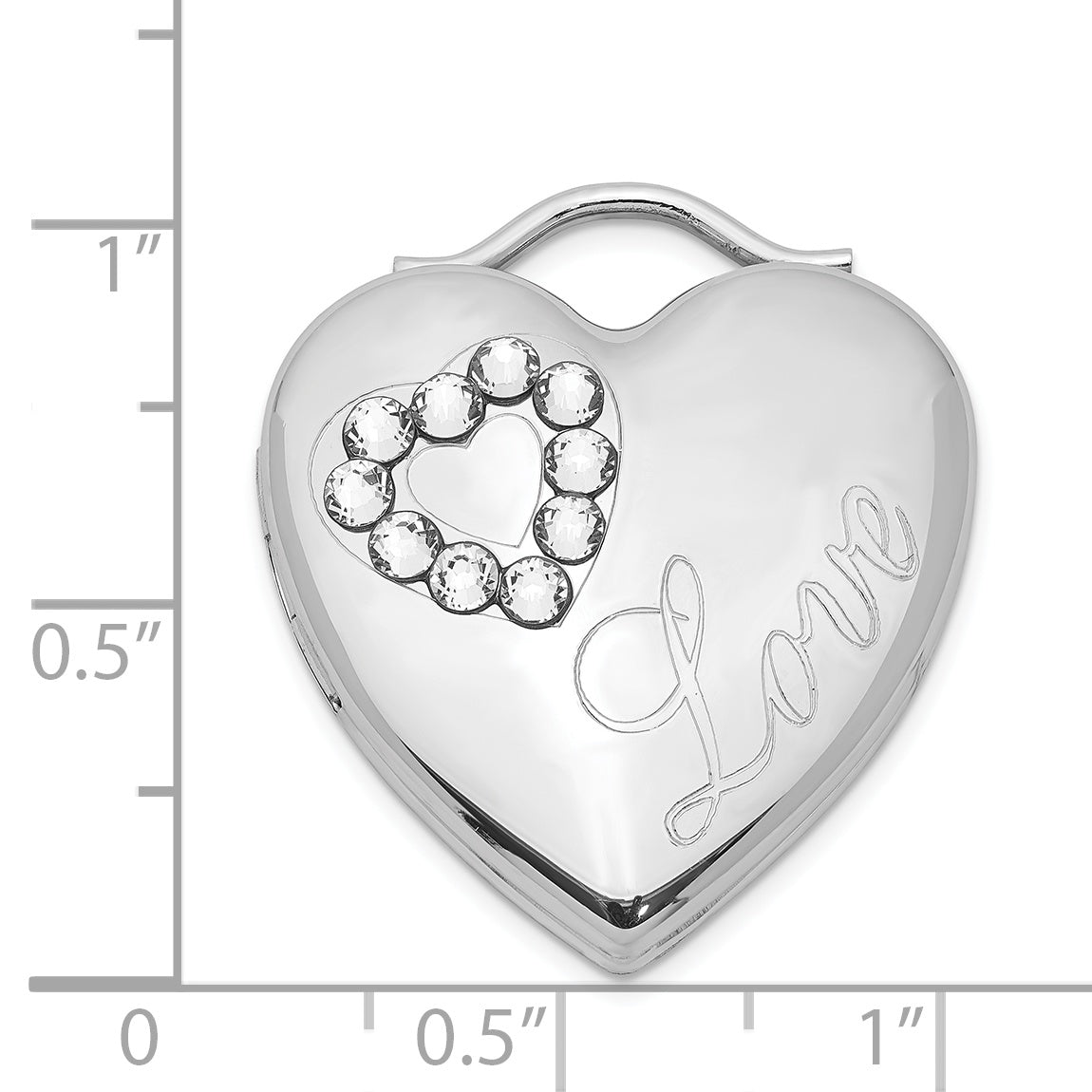 Sterling Silver Rhodium-plated 24mm Crystal Heart Locket