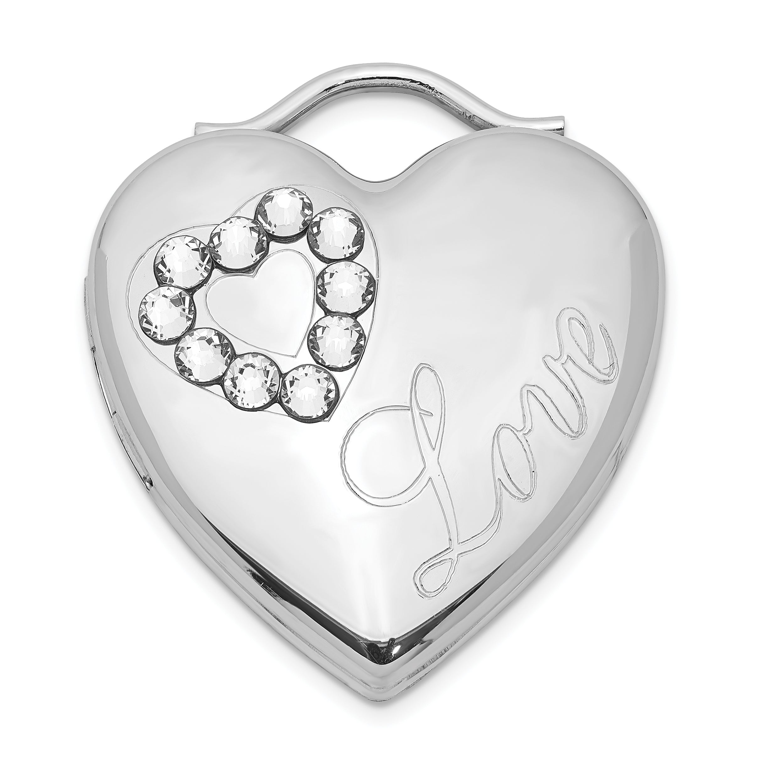 Sterling Silver Rhodium-plated 24mm Australian Crystal Love Heart Locket Main image