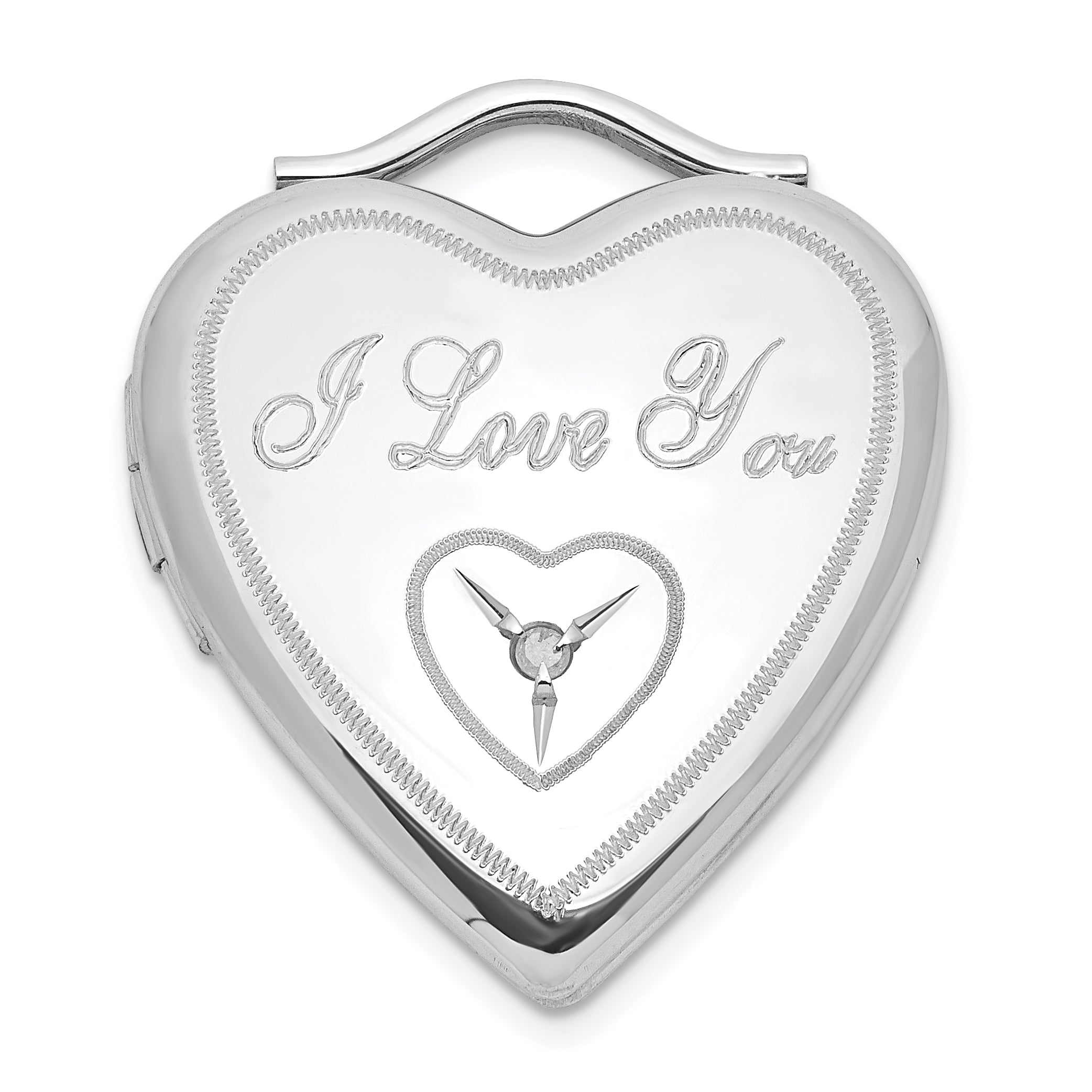 Sterling Silver Polished Diamond I Love You Heart Locket Main image
