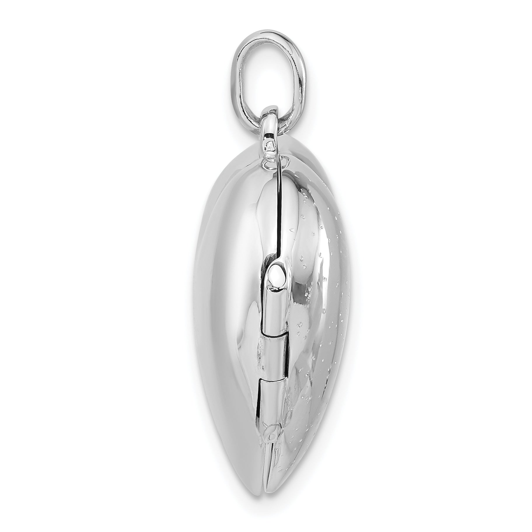 Sterling Silver Rhodium Plated 20mm Polished Sparkle Heart Locket Secondary image