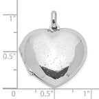 Sterling Silver Rhodium Plated 20mm Polished Sparkle Heart Locket
