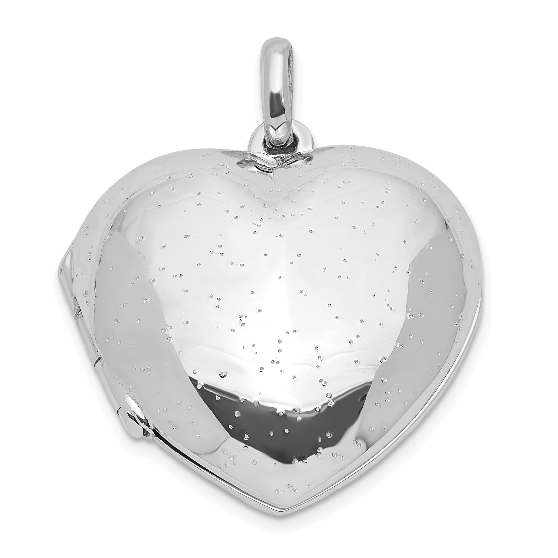 Sterling Silver Rhodium-Plated Polished Sparkle Heart Locket Main image