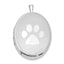 Sterling Silver Rhod-plated Textured & Polished Paw Print 26mm Oval Locket
