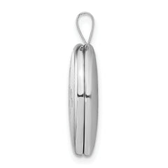 Sterling Silver Rhodium-plated Oval Satin & Polished Paw Prints Locket