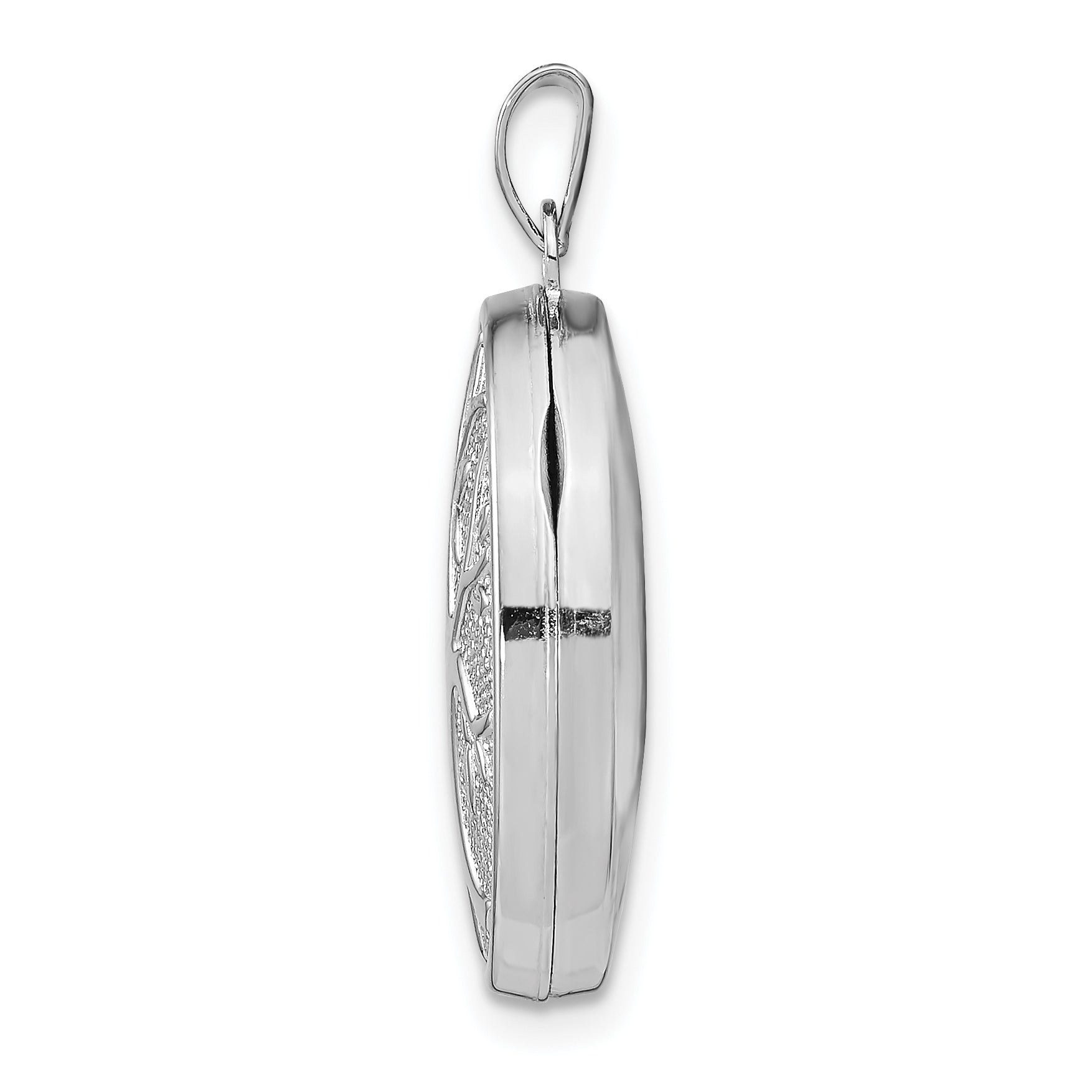 Sterling Silver Rhodium-plated 21x16mm Oval Tree Locket Secondary image