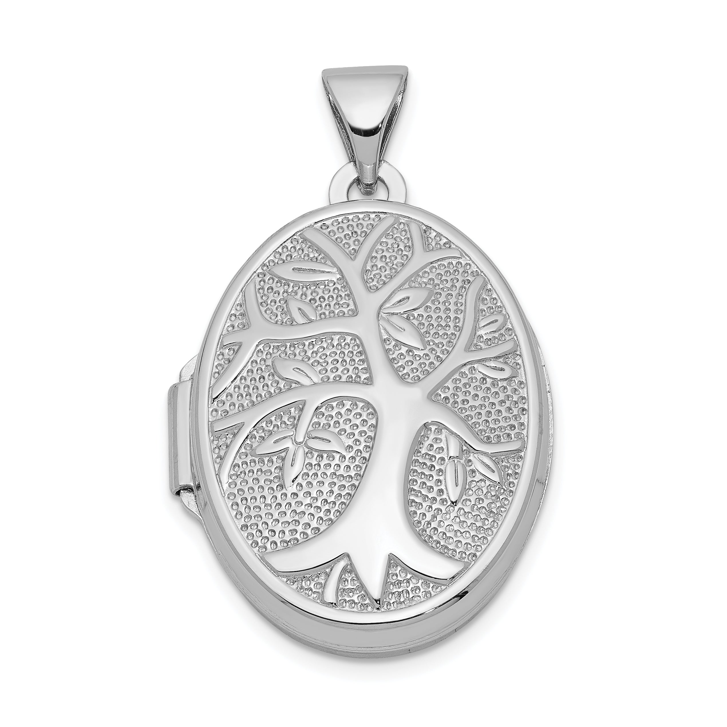 Sterling Silver Rhodium-plated Oval Tree Locket Main image