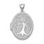 Sterling Silver Rhodium-plated Oval Tree Locket