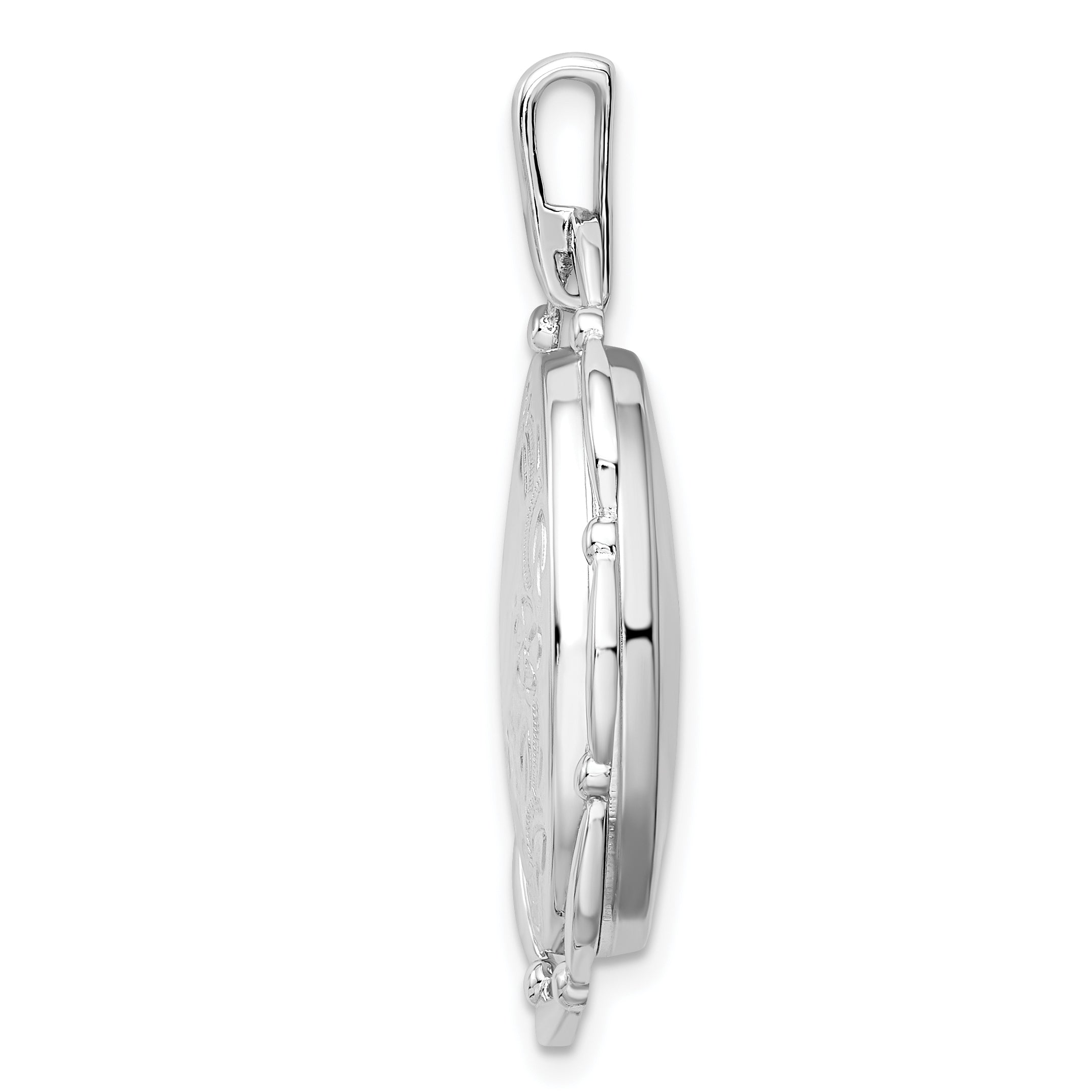 Sterling Silver Rhodium-plated 21x16mm Oval Locket Secondary image