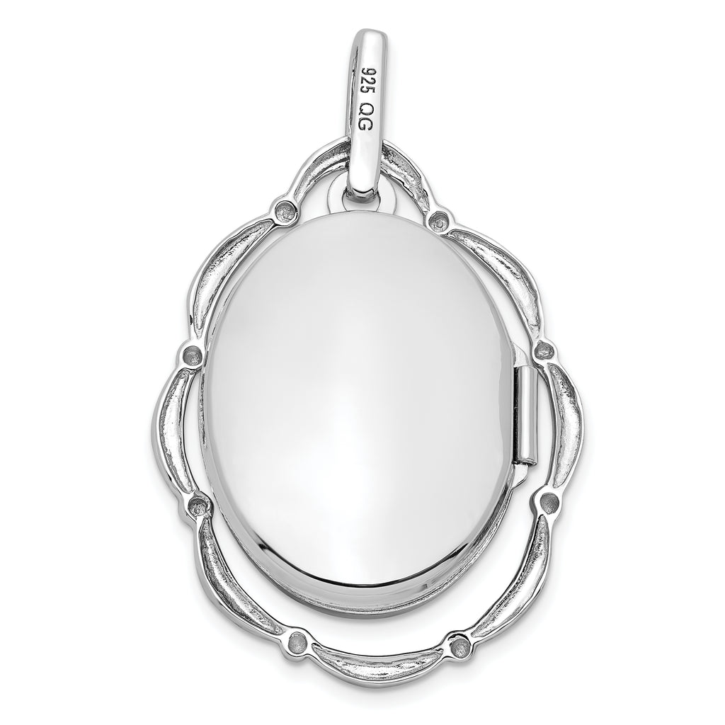 Sterling Silver Rhodium-plated 21x16mm Oval Locket