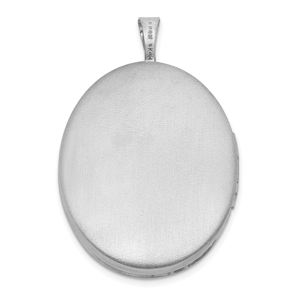 Sterling Silver 20mm Oval D/C Satin Chai Symbol Locket