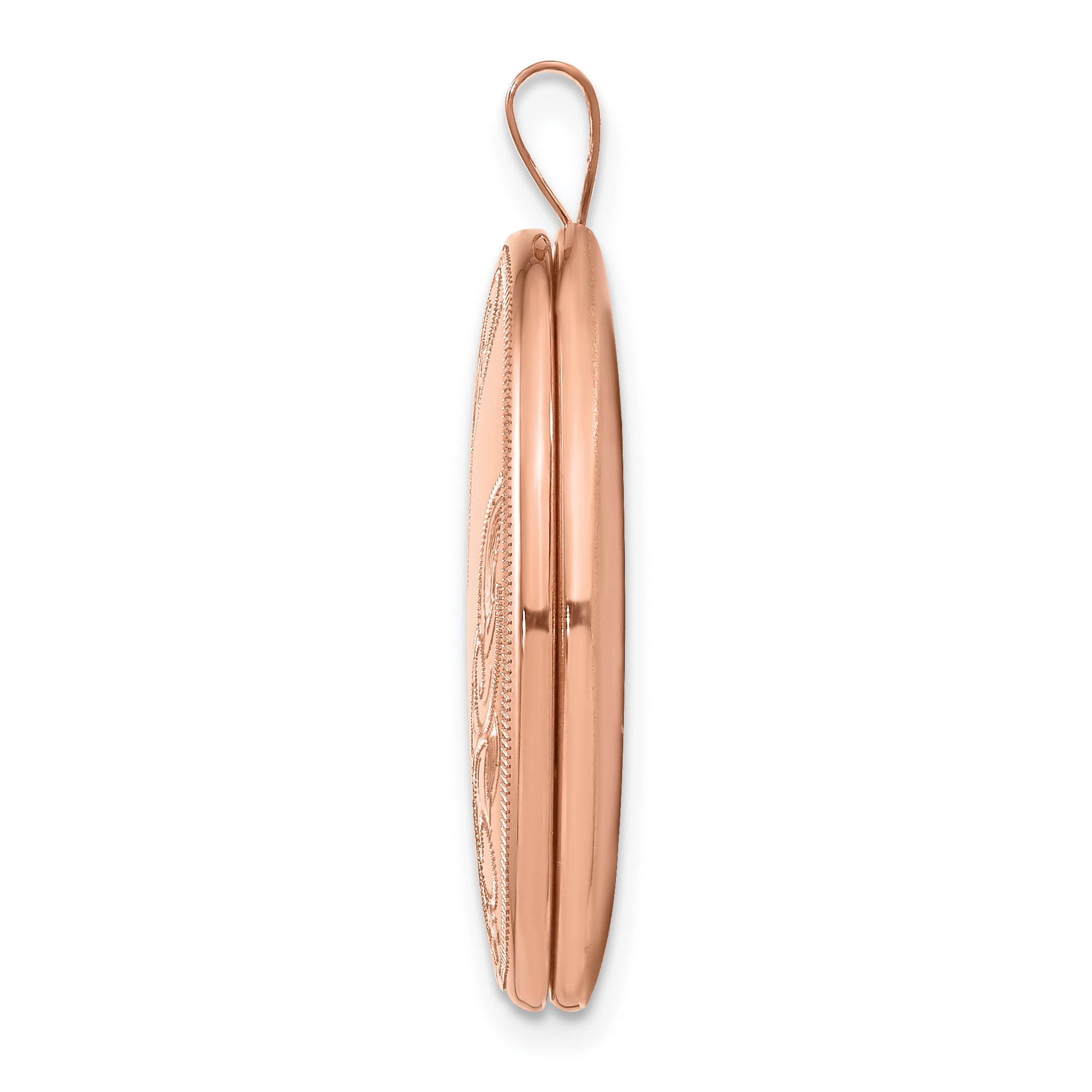 Sterling Silver Rose Gold-plated 26mm Swirled Oval Locket Secondary image