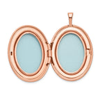 Sterling Silver Rose Gold-plated 26mm Leaf Border Oval Locket