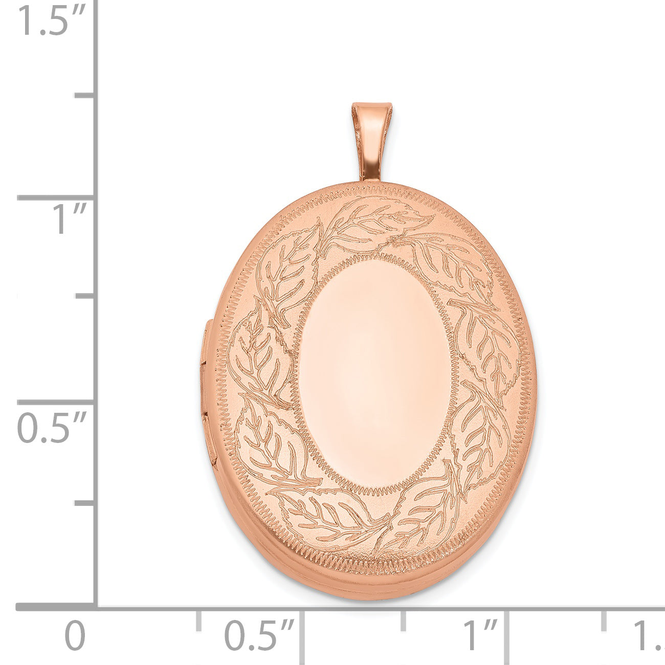 Sterling Silver Rose Gold-plated 26mm Leaf Border Oval Locket