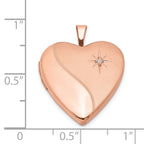 Sterling Silver Rose Gold-plated 20mm Diamond Heart Locket