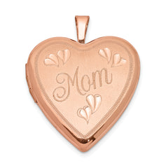 Sterling Silver Rose Gold-plated 20mm MOM Heart Locket