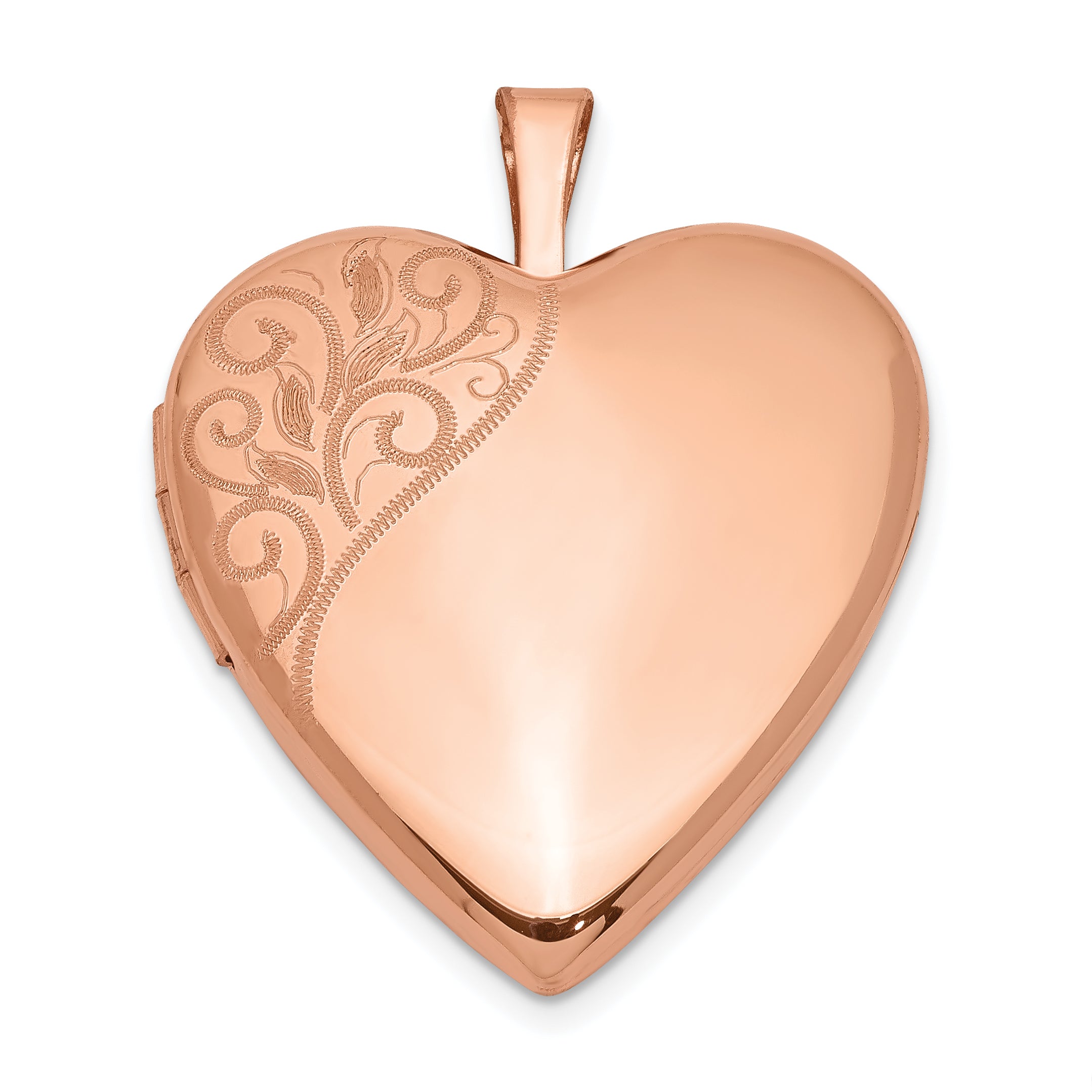 Sterling Silver Rose Gold-plated 20mm Polished Swirl Heart Locket Main image
