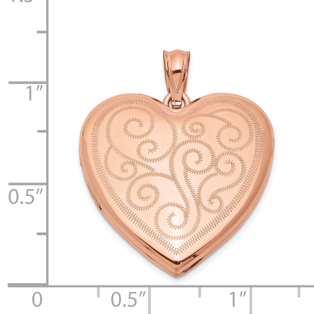 Sterling Silver Rose Gold-plated 24mm Swirl Design Heart Locket