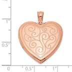 Sterling Silver Rose Gold-plated 24mm Swirl Design Heart Locket