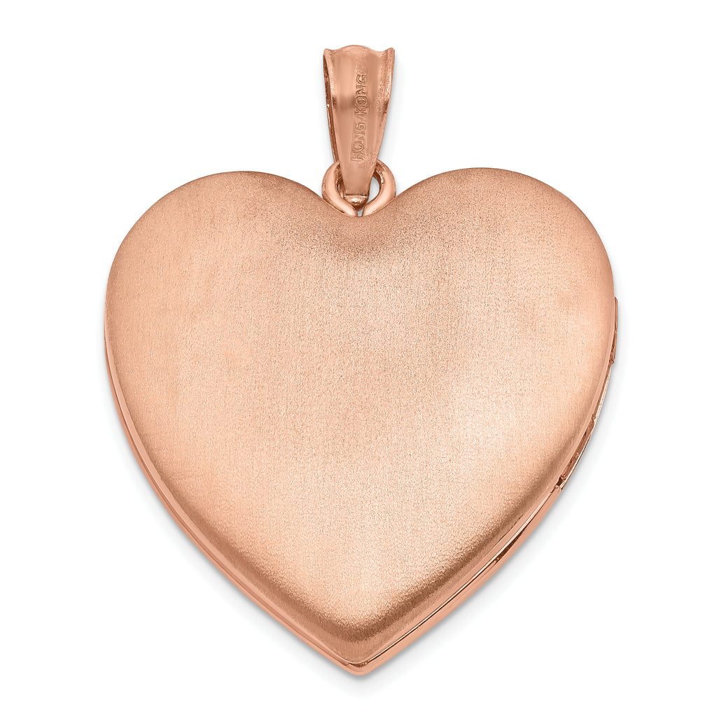 Sterling Silver Rose Gold-plated 24mm Plain Heart Locket