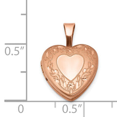Sterling Silver Rose Gold-plated Flower Border 12mm Heart Locket