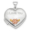 Sterling Silver Rhod-plate Rose & Gold-tone Flower I Love You Heart Locket