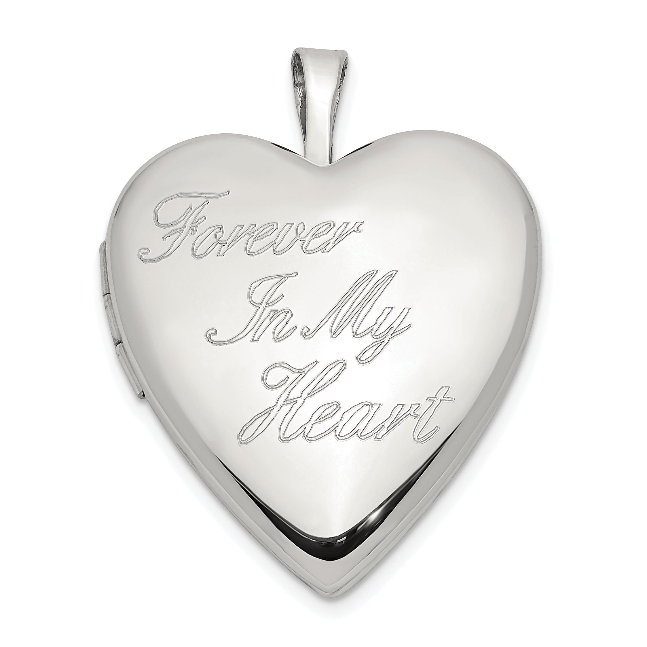 Sterling Silver Rhod-pltd 20mm FOREVER IN MY HEART Heart Locket Main image