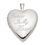 Sterling Silver Rhod-pltd 20mm FOREVER IN MY HEART Heart Locket