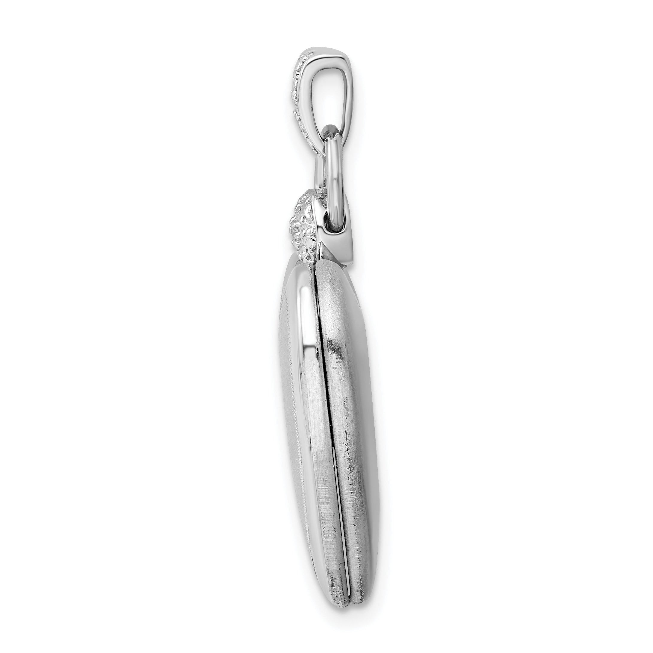 Sterling Silver Rhodium-plate 21mm Diamond Accented Satin Locket Secondary image