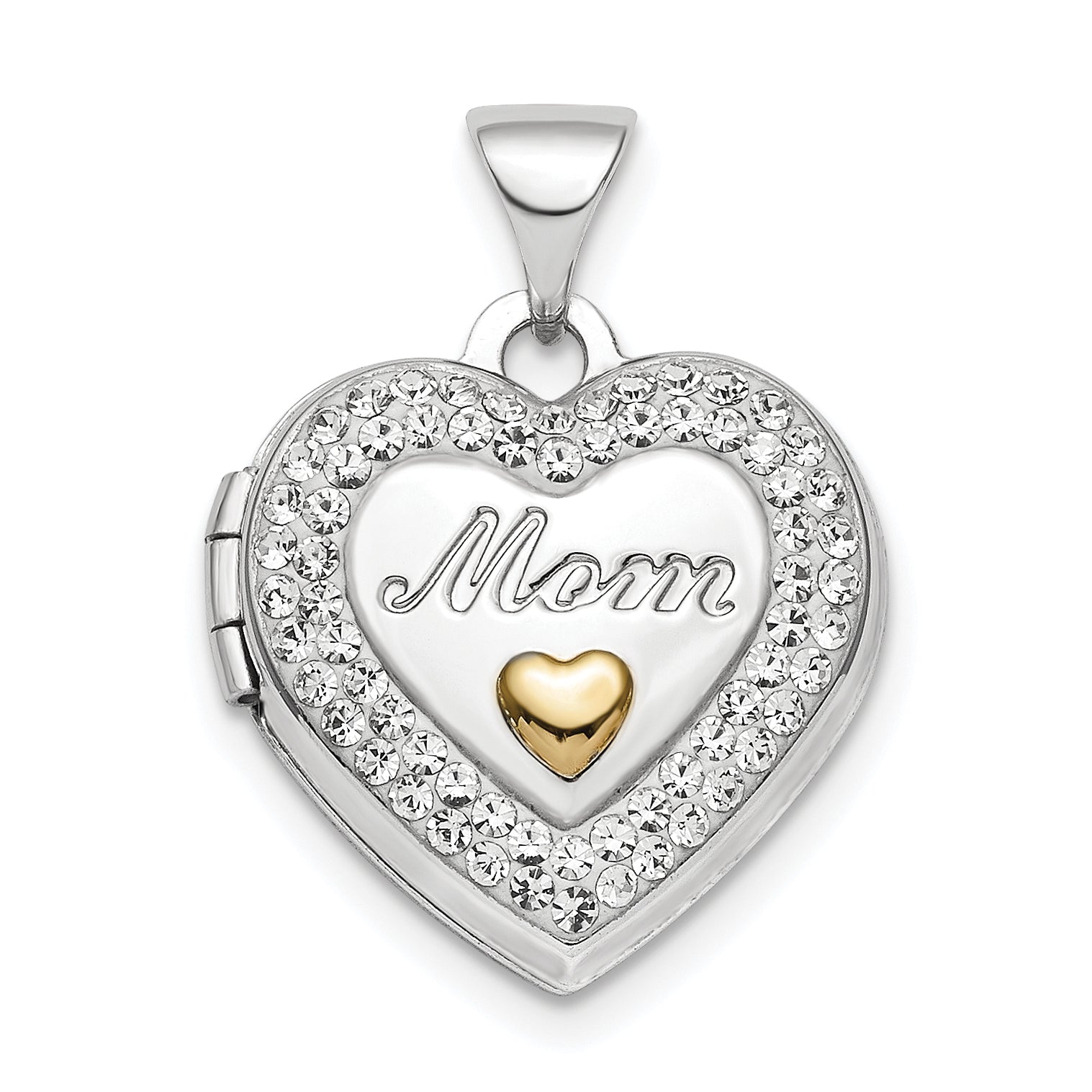 Sterling Silver Rhodium-plated Gold-tone Preciosa Crystal Mom Heart Locket Main image