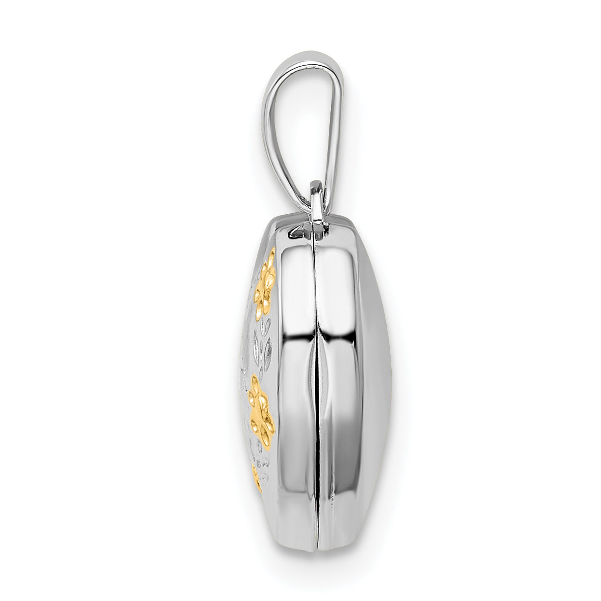 Sterling Silver Rhodium-plated & Gold-tone Floral Mom Heart Locket Secondary image