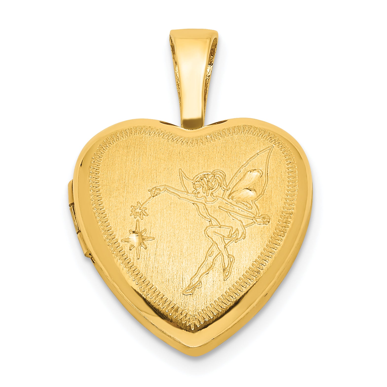 Sterling Silver Gold-plated Satin & Polished 12mm Fairy Heart Locket Main image