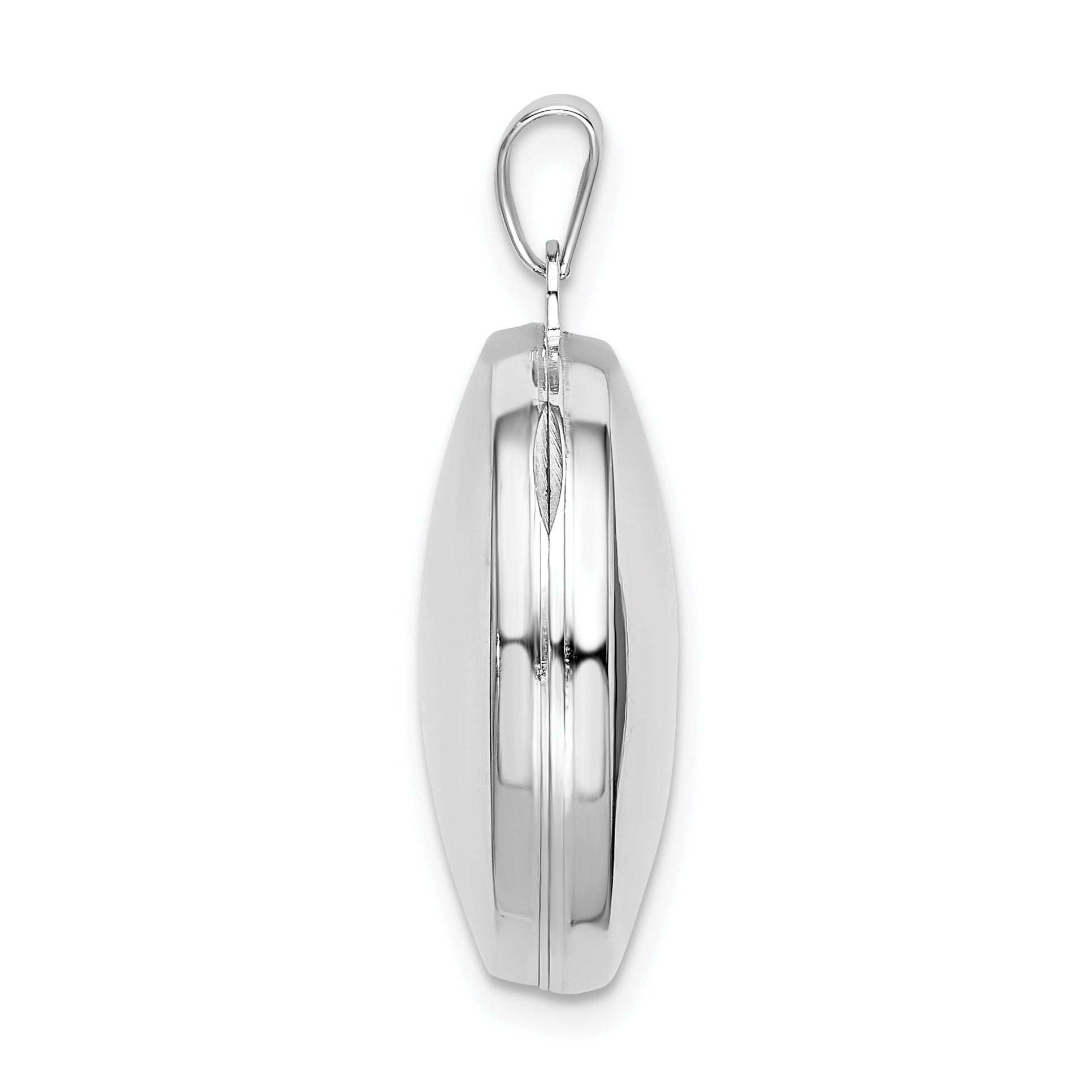 Sterling Silver Rhodium-plated Polished Domed 20mm Round Locket Secondary image
