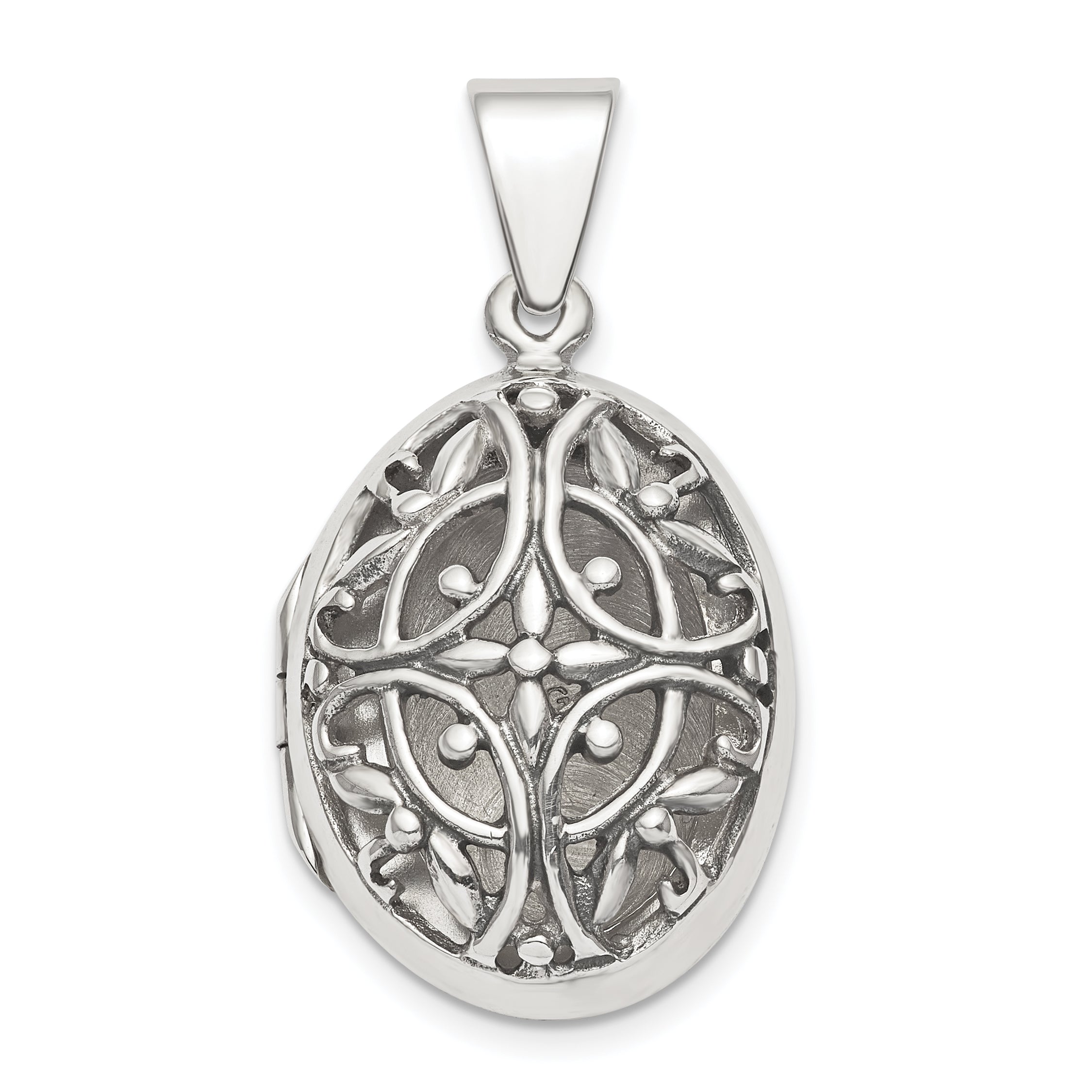 Sterling Silver Polished Filigree 22mm Oval Locket Main image