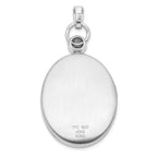 Sterling Silver Rhodium-plate 26mm Oval Diamond Accent Satin Locket