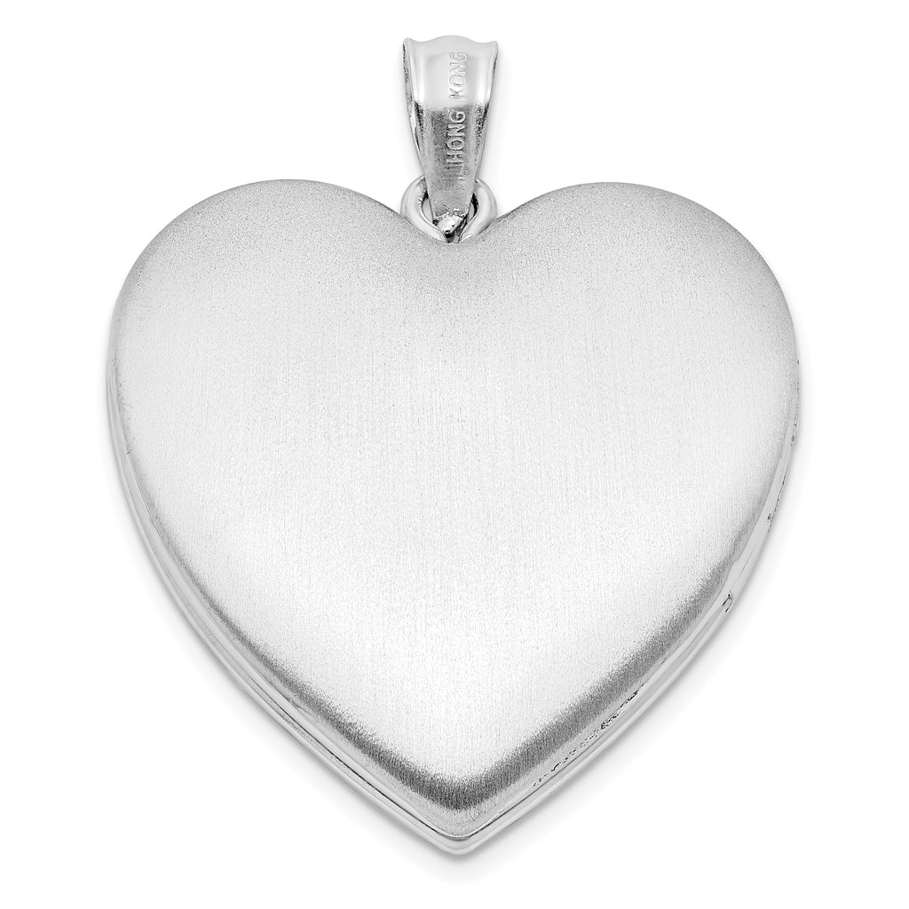 Sterling Silver Rhodium-plated 24mm Scrolled Ash Holder Heart Locket