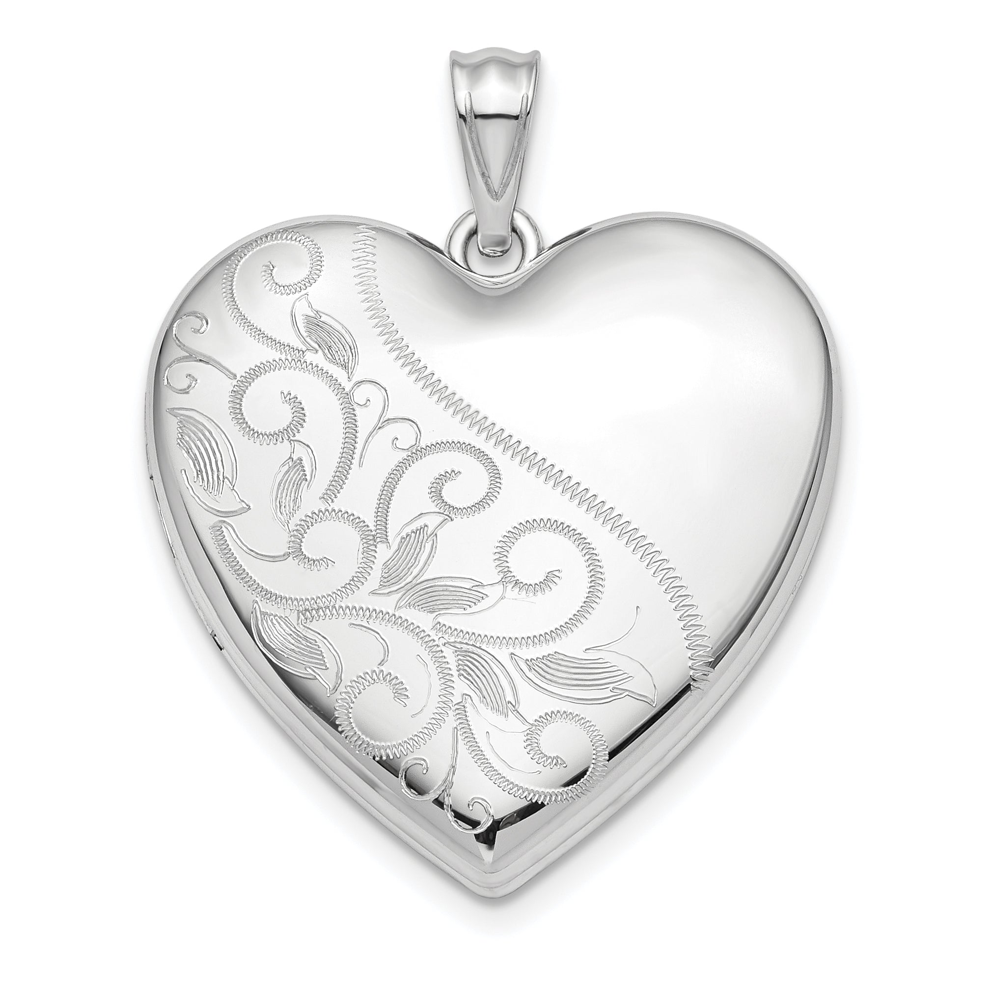 Sterling Silver Rhodium-plated 24mm Scrolled Ash Holder Heart Locket Main image