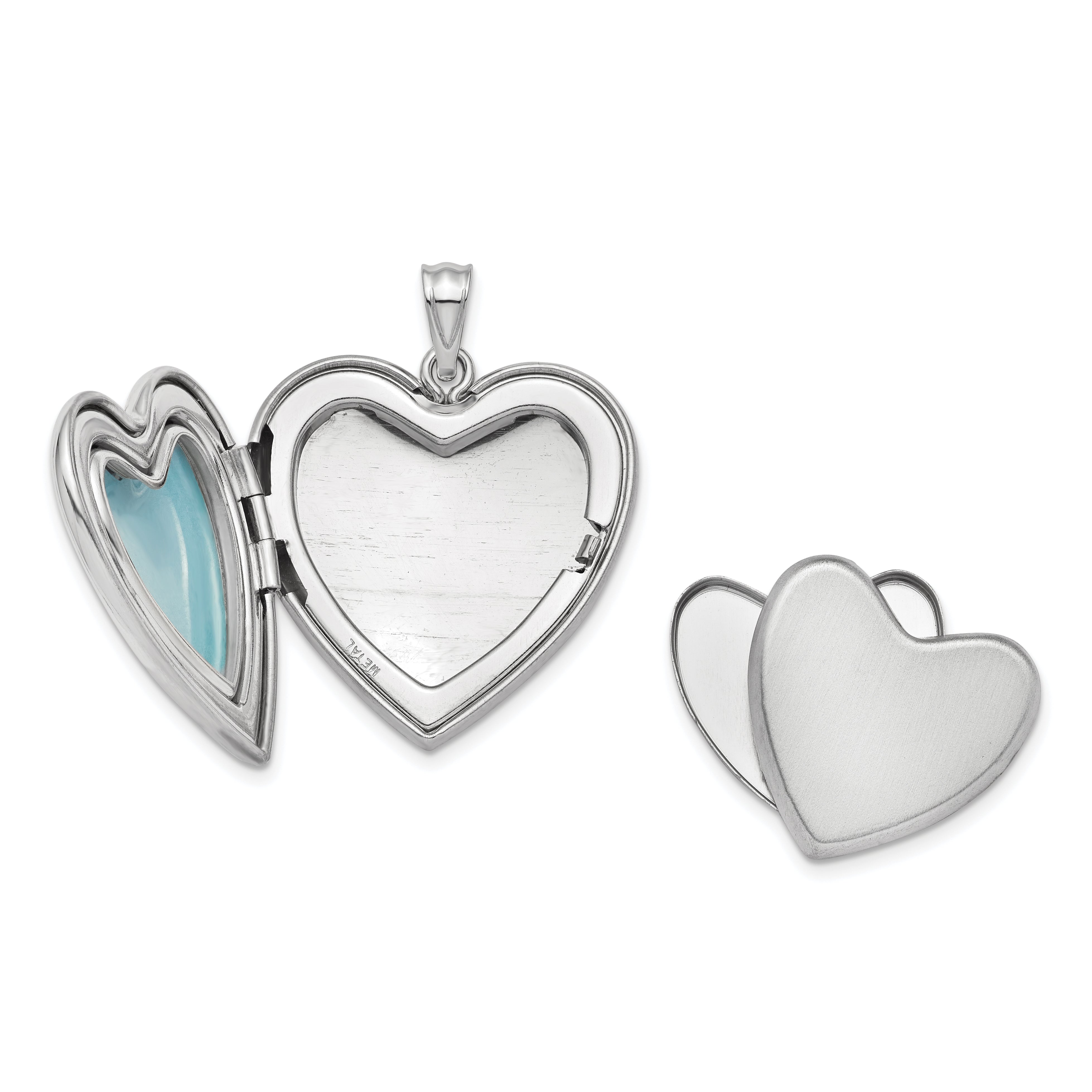 Sterling Silver Rhodium-plated 24mm Memory Ash Holder Heart Locket