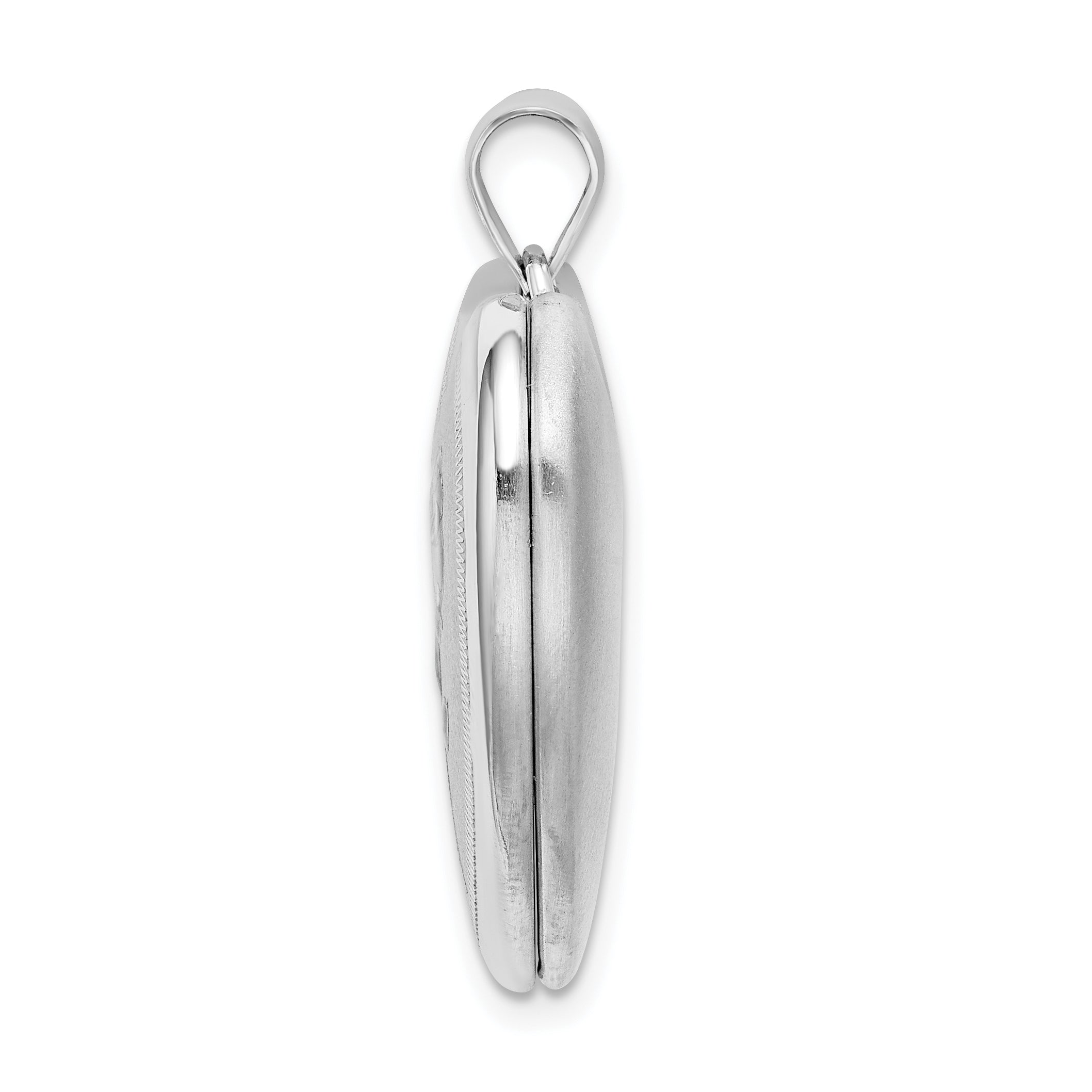 Sterling Silver Rhodium-plated 24mm Enameled Rose Ash Holder Heart Locket Secondary image
