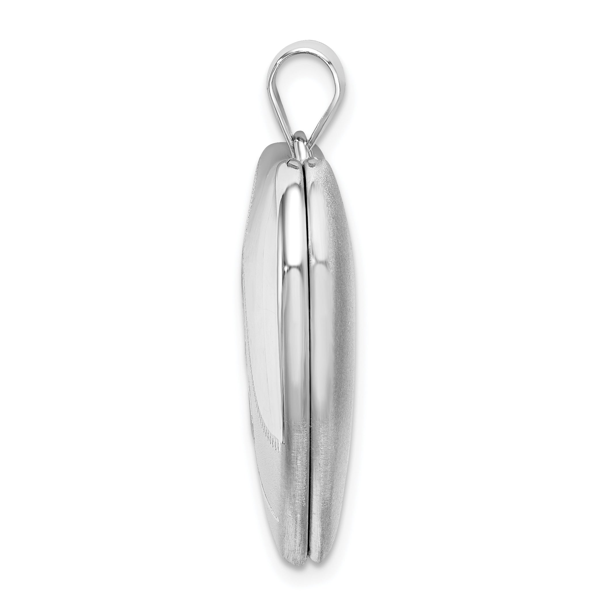 Sterling Silver Rhodium-plated 24mm Satin, Enameled, D/C Rose Locket Secondary image