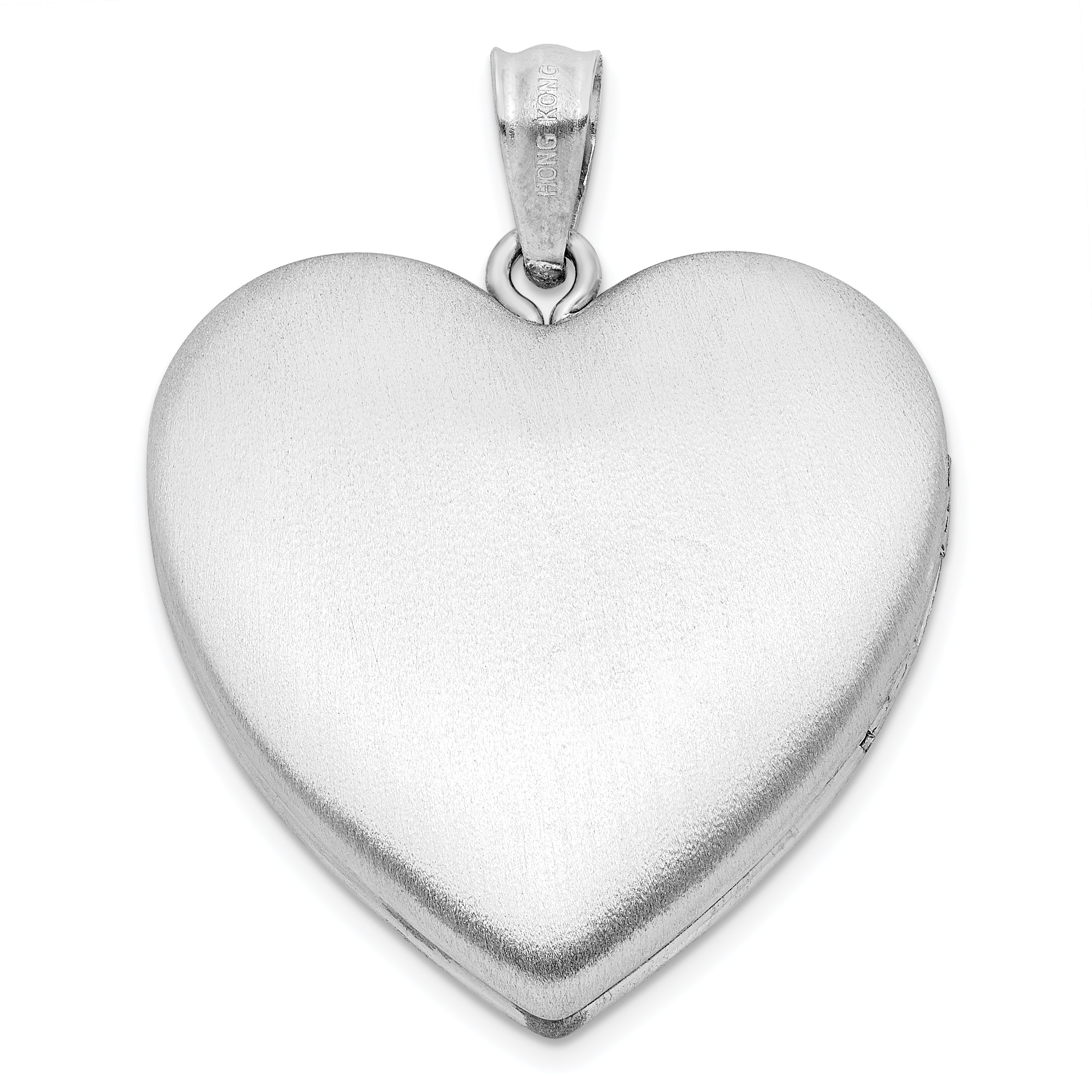 Sterling Silver Rhodium-plated 24mm Satin, Enameled, D/C Rose Locket