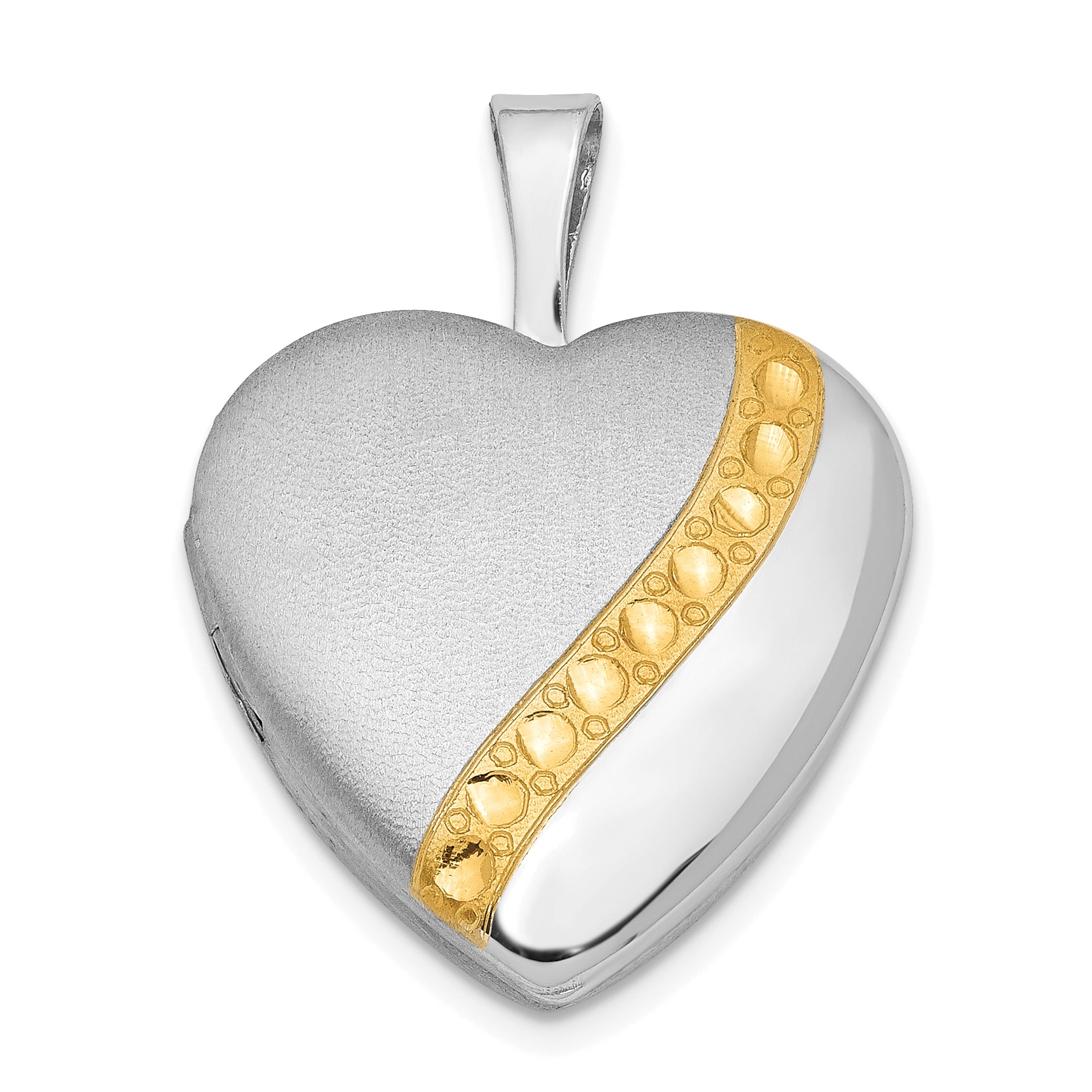 Sterling Silver Gold-tone Polished & Satin 16mm Heart Locket Main image