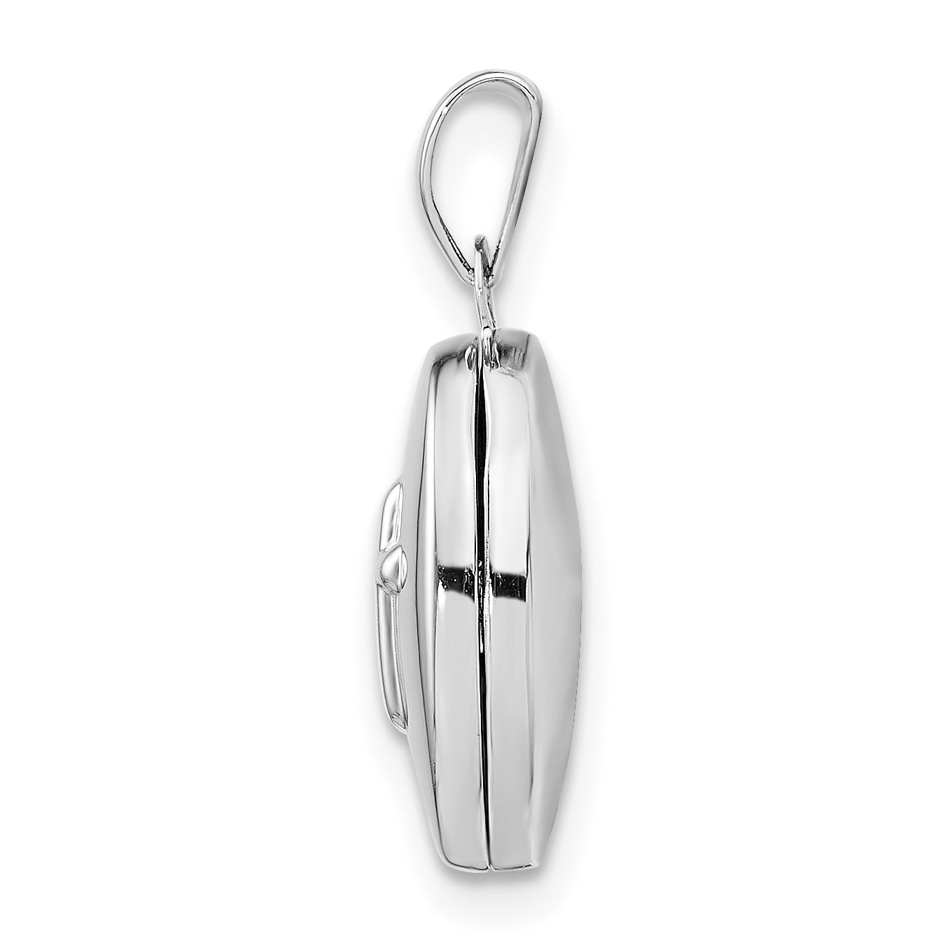 Sterling Silver Rhodium-plated Cross 16mm Oval Locket Secondary image