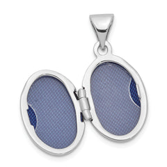 Sterling Silver Rhodium-plated Cross 16mm Oval Locket