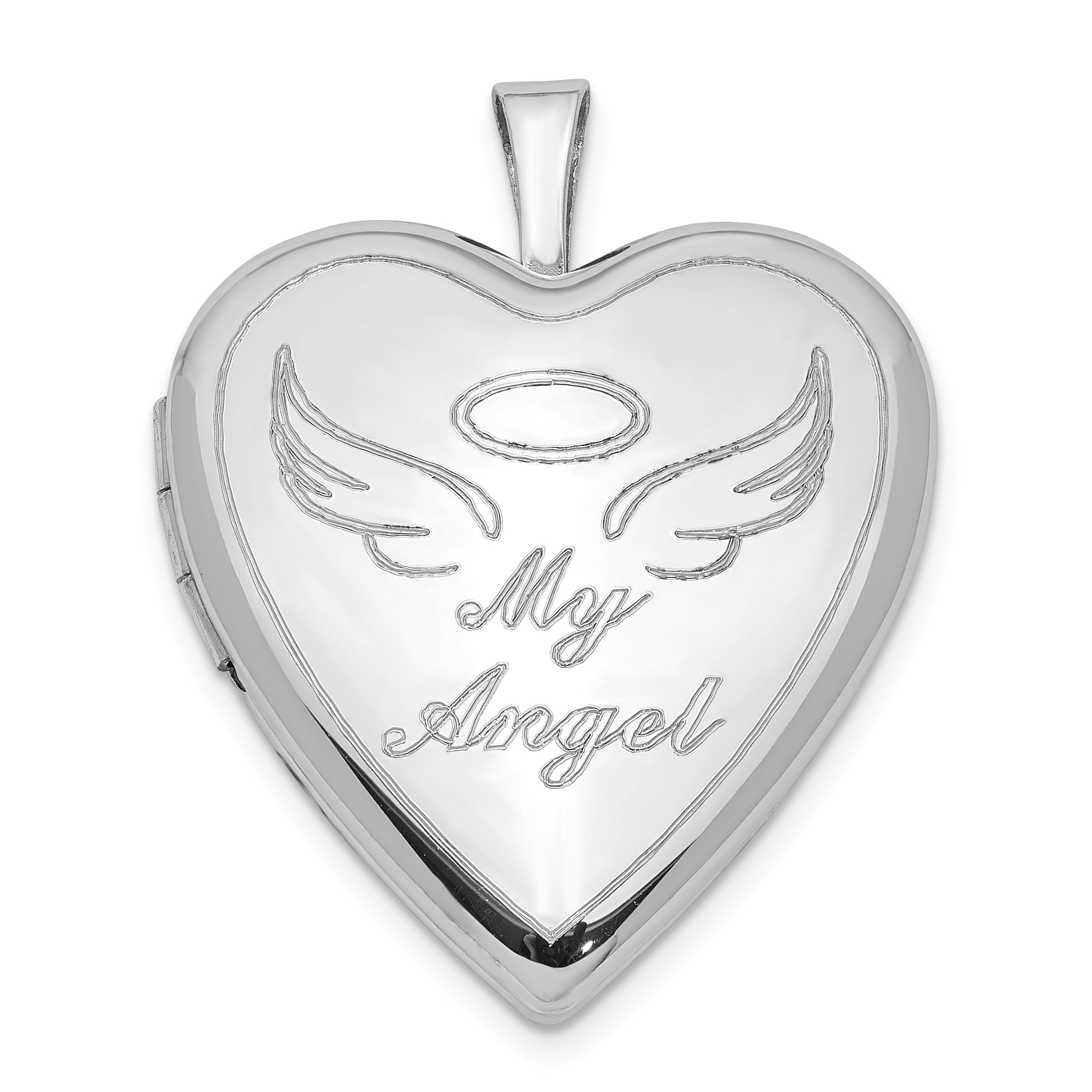 Sterling Silver Rhodium-plated 21mm Polished My Angel Heart Locket Main image