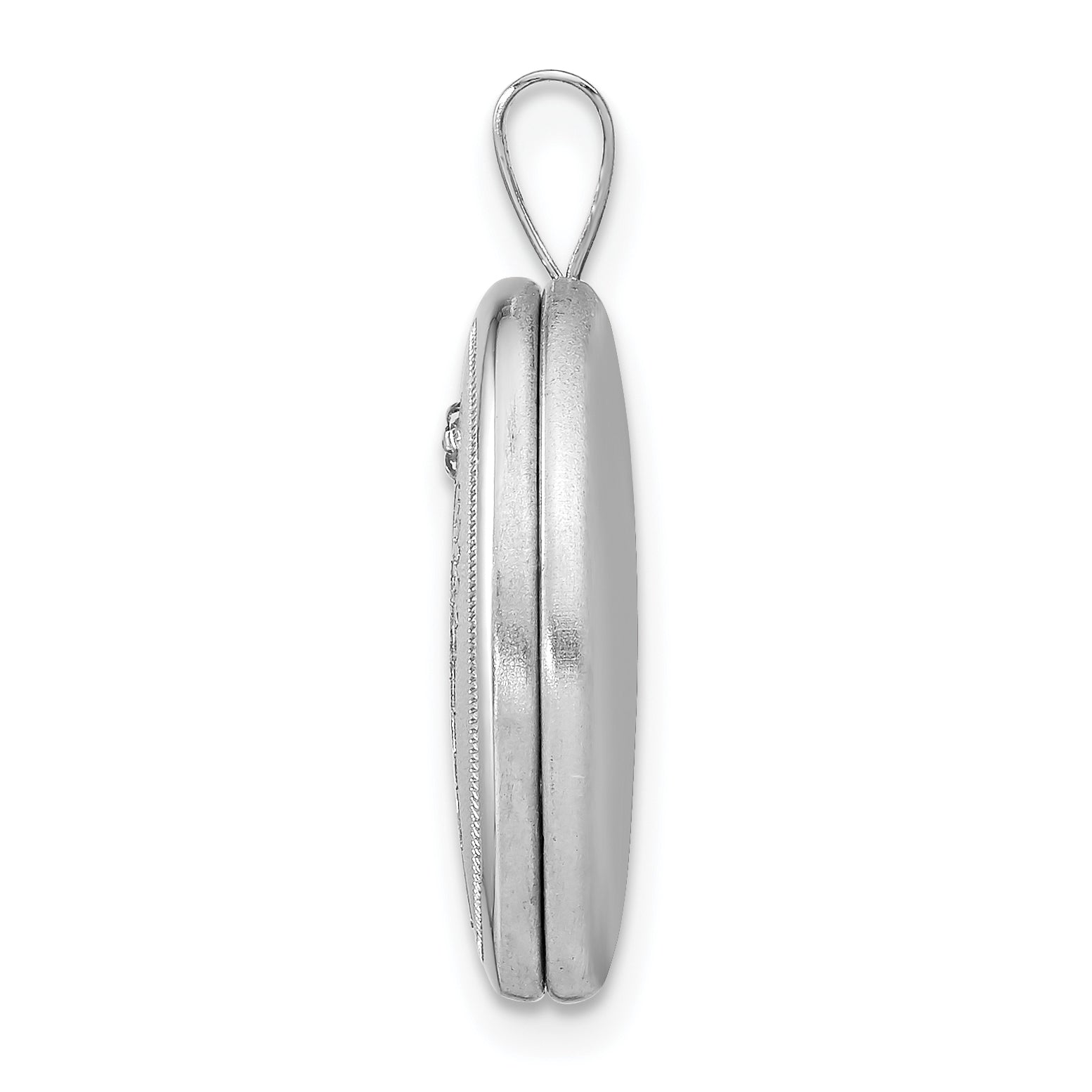 Sterling Silver Rhodium-plated 19mm Diamond Angel Wings Oval Locket Secondary image