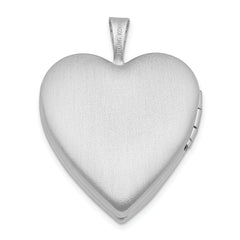 Sterling Silver Rhod-pltd 21mm Satin/Polished Heart w/Wings Heart Locket