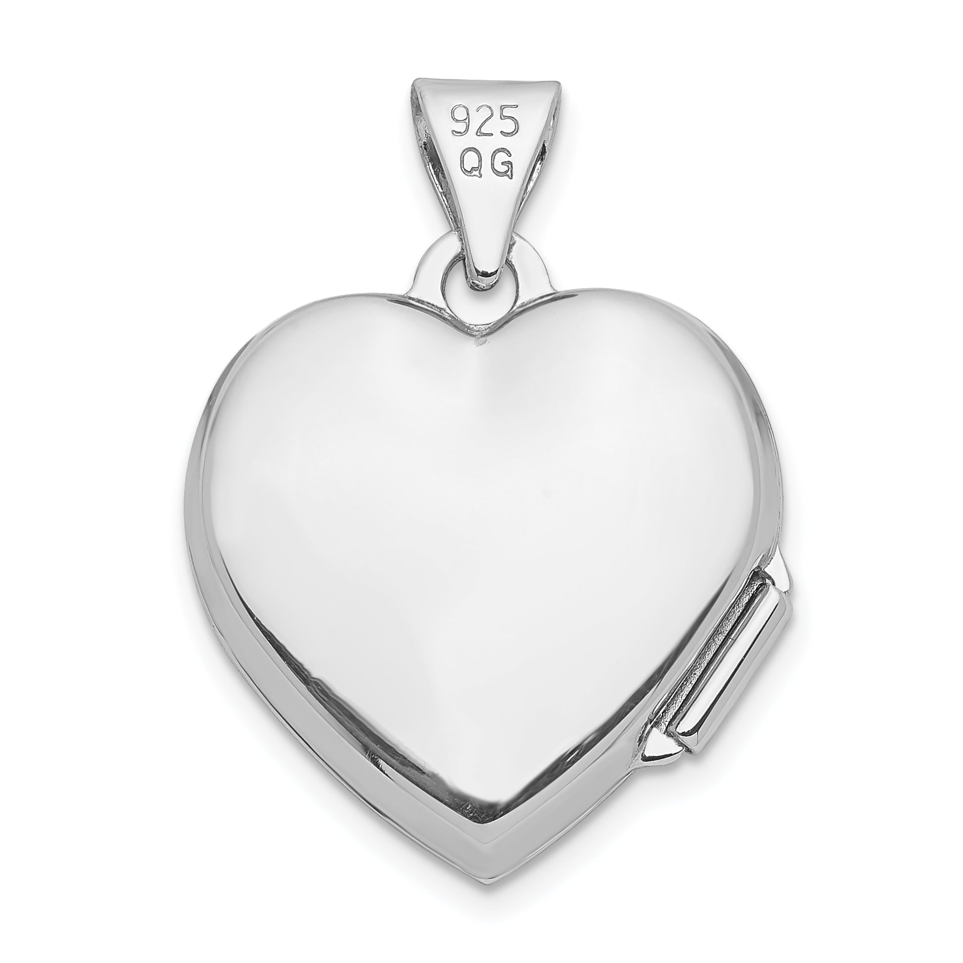 Sterling Silver Rhodium-plated 15mm Floral Heart Locket