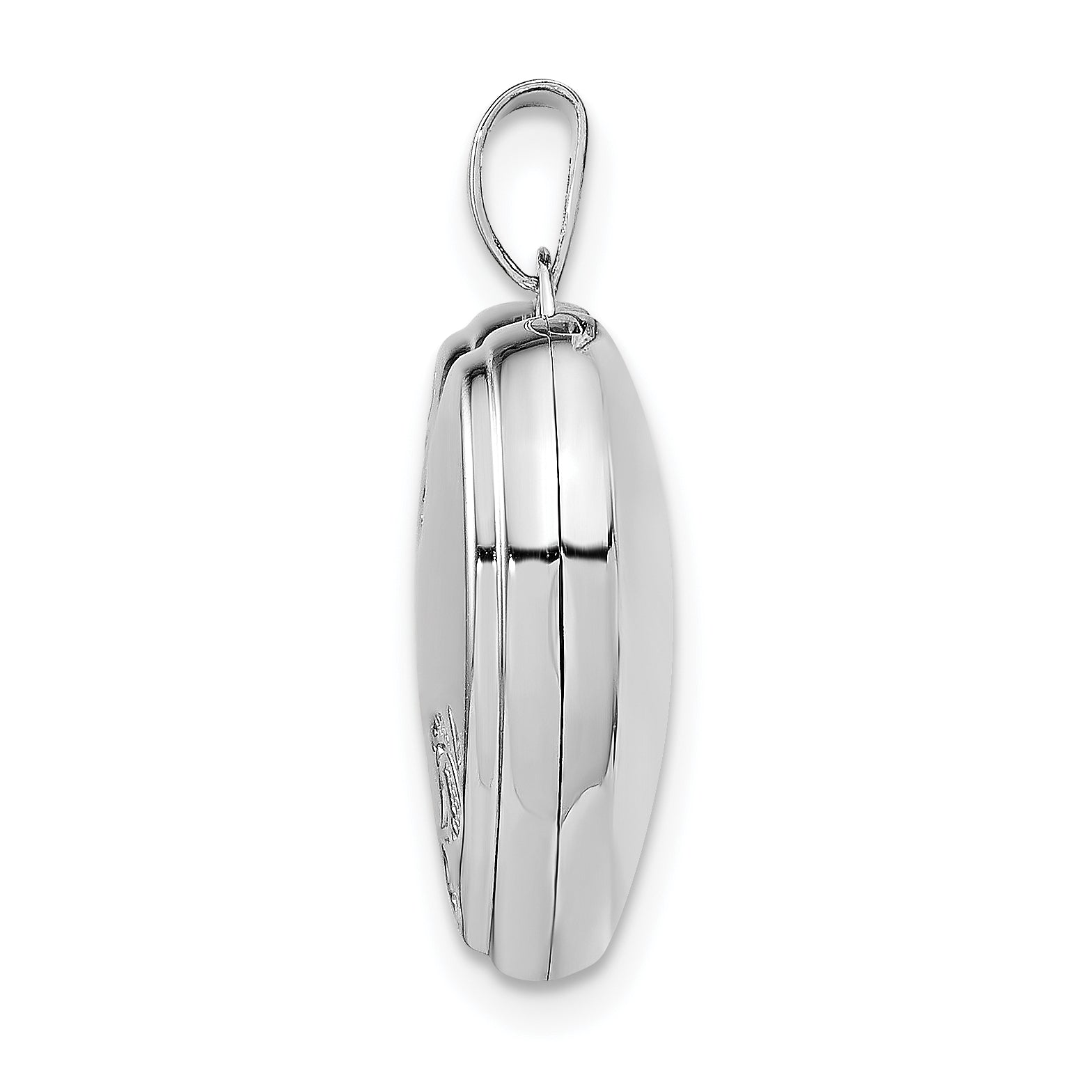 Sterling Silver Rhodium-plated Textured 18mm Floral Heart Locket Secondary image
